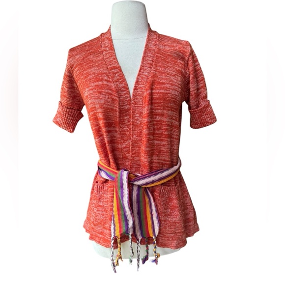 Vintage Sweaters - 1960s A Fashion Import Acrylic/Poly Blend Open Cardigan‎ w/Matching Belt